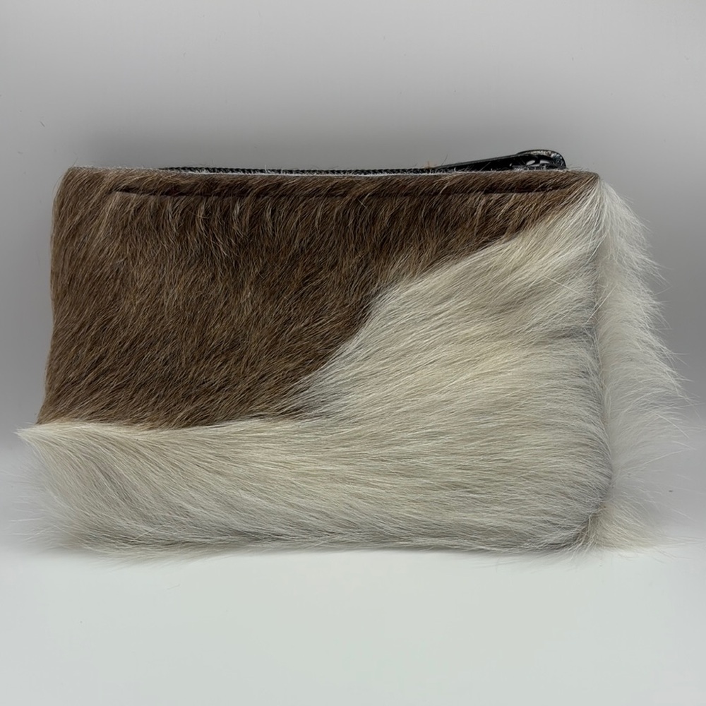 Brown and White Fur Cowhide Clutch Pouch NWOTS